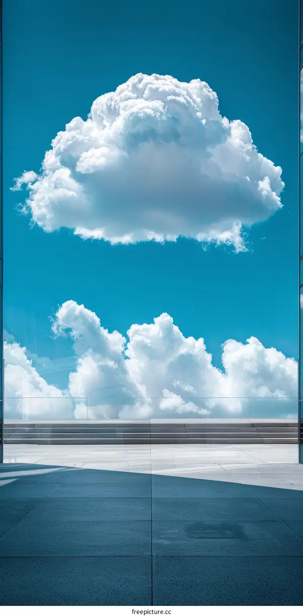 Blue Sky and Cumulus Clouds Over the Urban Cityscape