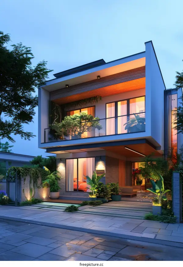 A 3-story house with a modern design