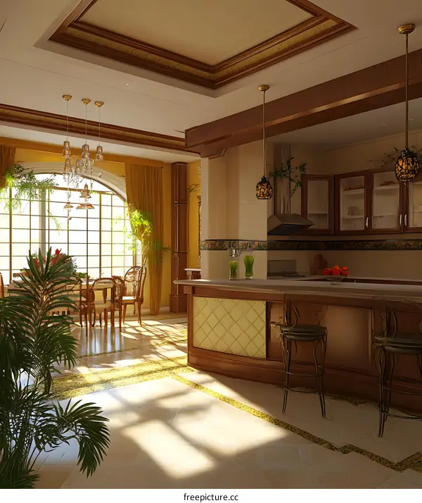 Modern Kitchen Interior Design With Wooden Cabinets and Island