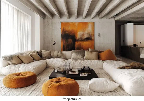 Modern Minimalist Living Room Design with Cozy Sectional Sofa