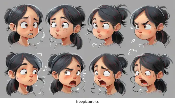 A Collection of Cute Girl Facial Expressions