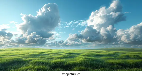 Field with Green Grass and Blue Sky