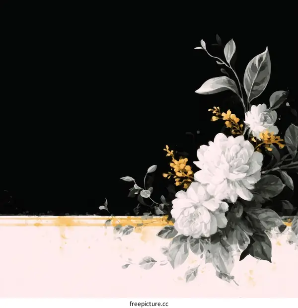 Elegant Floral Design on Black Background