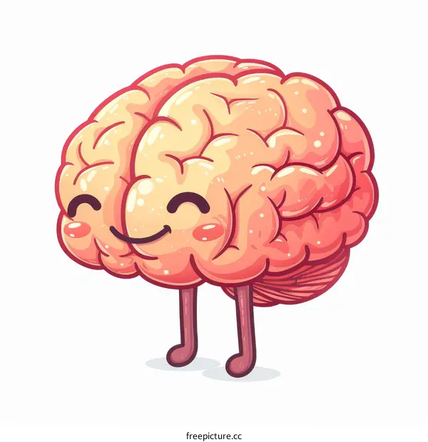 Cheerful Cartoon Brain Illustration