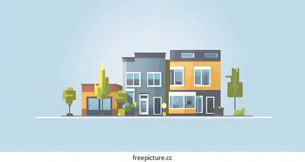 Flat Style Illustration of a City Street
