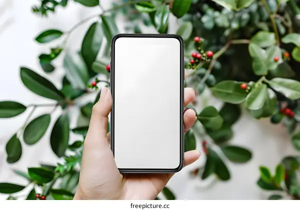 Hand Holding Smartphone with Blank Screen