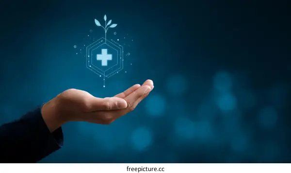 Hand Holding Digital Medical Symbol