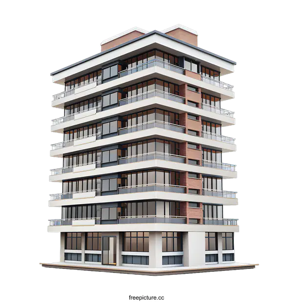[Transparent Background PNG]Modern Apartment Building Illustration