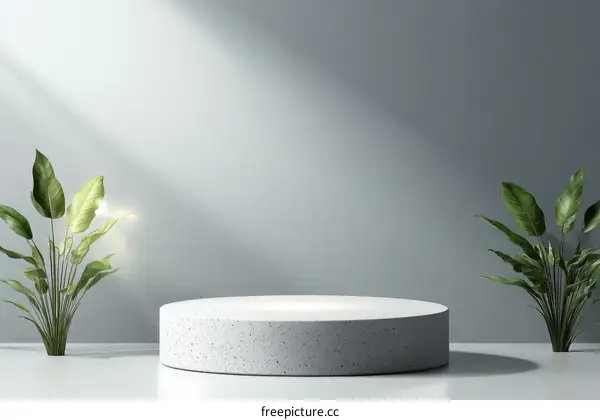 Modern Minimalist Product Display Stand with Plants