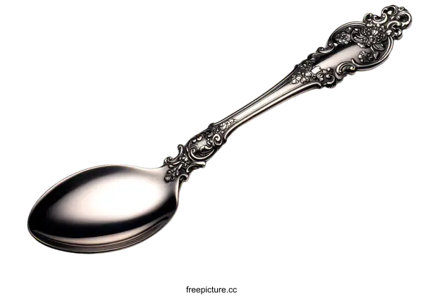 [Transparent Background PNG]Vintage Ornate Silver Spoon