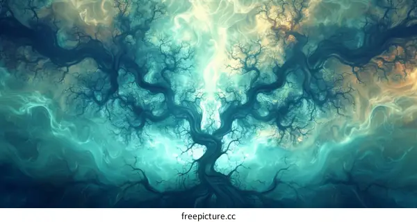 Fantasy Glowing Tree with Intricate Branches