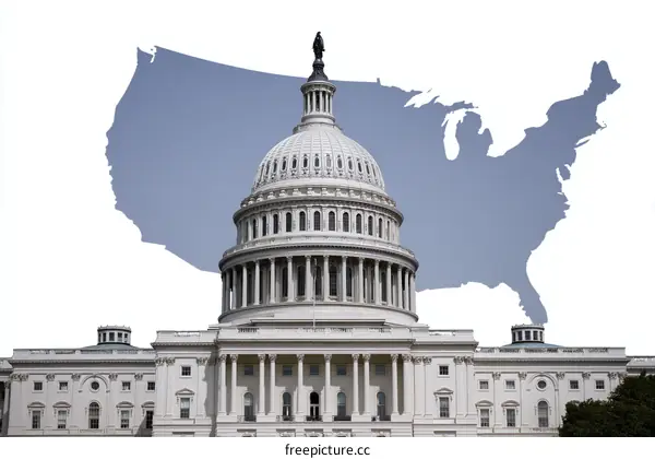 United States Capitol Building with Country Map Overlay