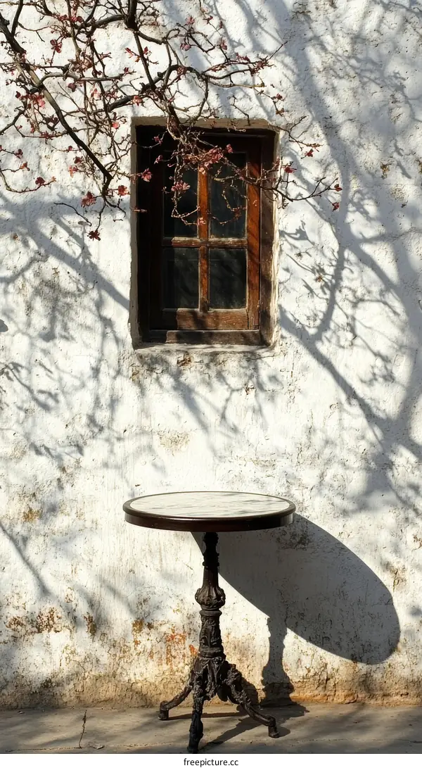 Vintage Outdoor Table by a Window with Shadow