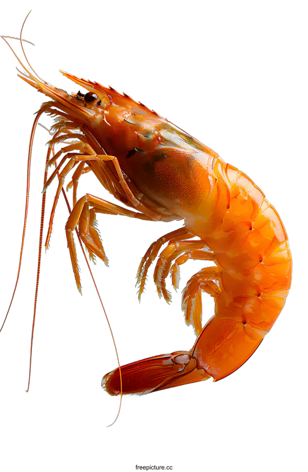 [Transparent Background PNG]A large orange shrimp isolated on a white background