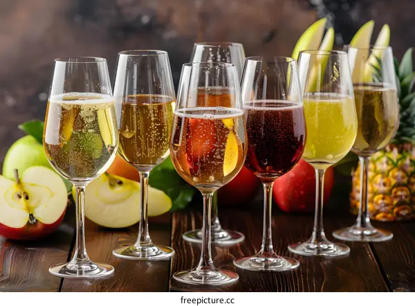 Apple Cider Champagne with Fruits and Pineapple