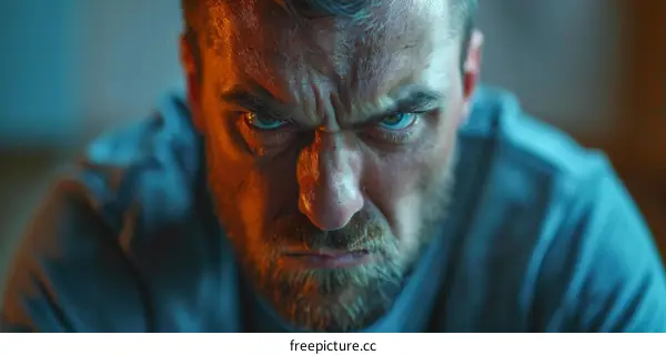 Close-up Portrait of an Angry Man
