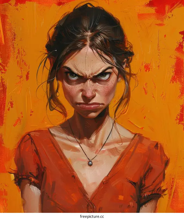 portrait of a young woman with an angry expression on her face