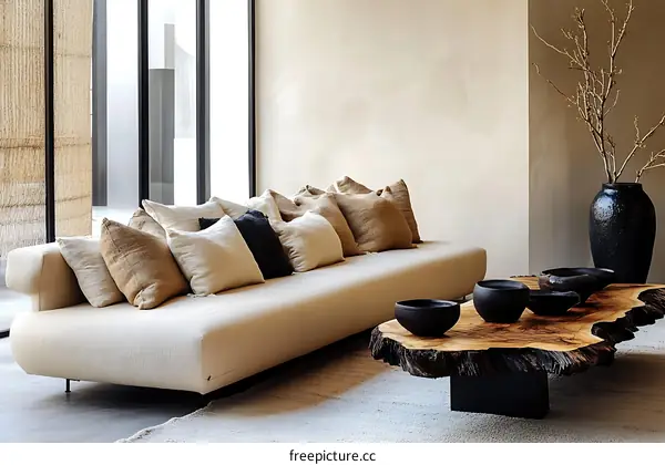 Modern Minimalist Beige Living Room Sofa