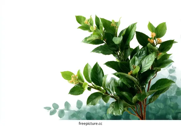 Fresh Greenery Plants Isolated on White Background