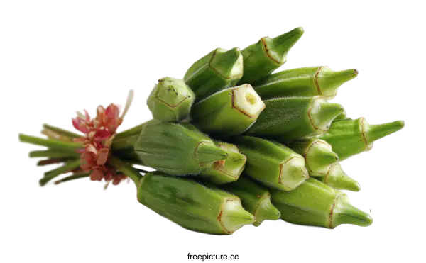 [Transparent Background PNG]Fresh Okra Bundle on White Background