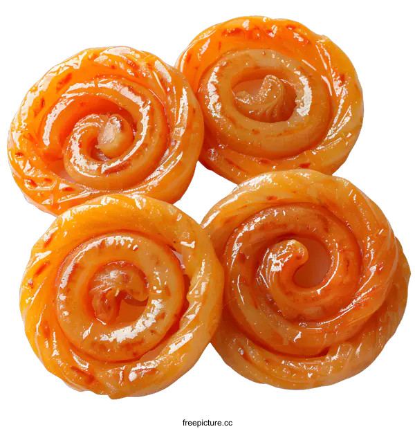 [Transparent Background PNG]Four Jalebi on White Background