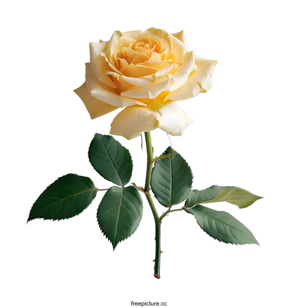 [Transparent Background PNG]Single Yellow Rose on White Background