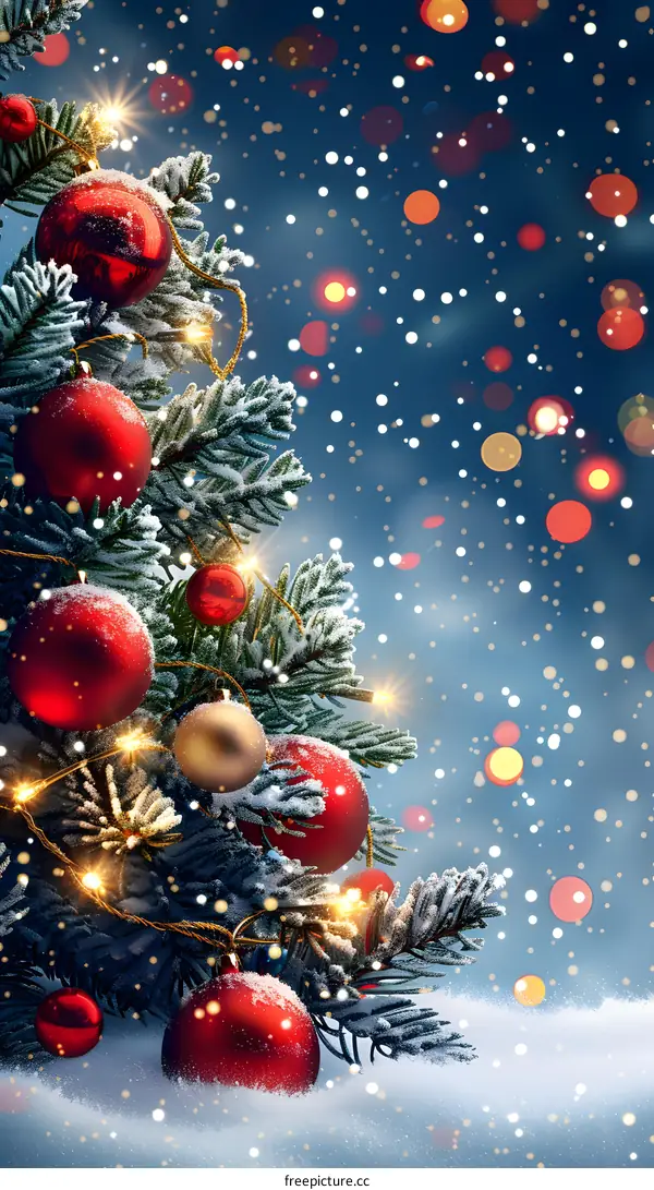 Christmas tree with red and gold ornaments