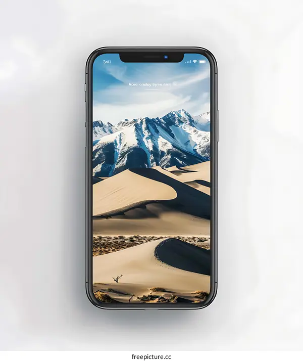Smartphone Displaying Sand Dunes Landscape Wallpaper