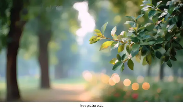 Fresh Leaves in a Park Morning Light