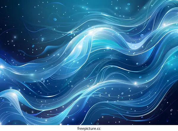 Blue waves shining in the night sky
