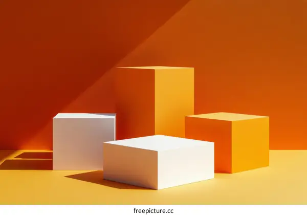 Geometric Minimalist Orange and White Display Podiums
