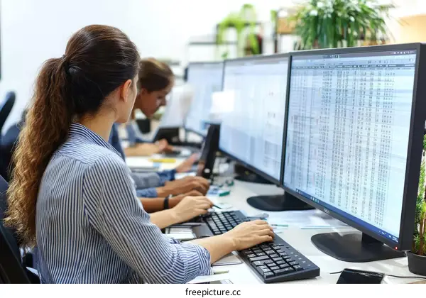 Diverse Office Workers Working on Computers