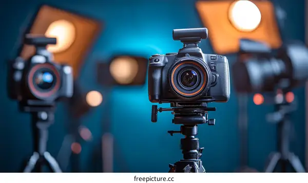 Professional Video Cameras Set Up in Studio