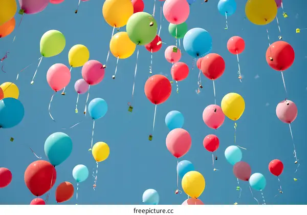 Colorful Balloons Floating in the Sky