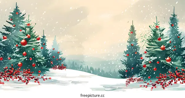 Christmas Winter Snow Scene Illustration