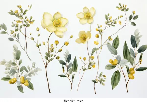 A Collection of Yellow Flowers and Greenery
