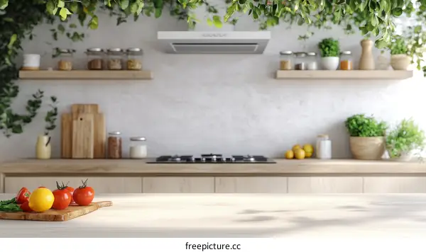 Modern Kitchen Mockup with Fresh Produce