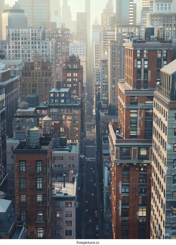A Thriving Metropolis with Towering Buildings and Busy Streets