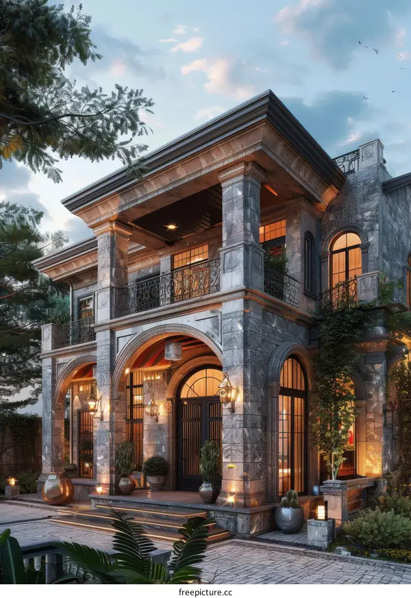 Elegant European Style Mansion Exterior Design
