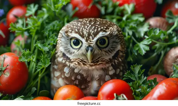 Barn Owl on a Branch With Green Leaves