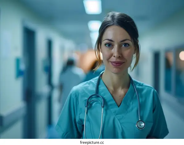Portrait of a Confident Female Doctor in a Hospital