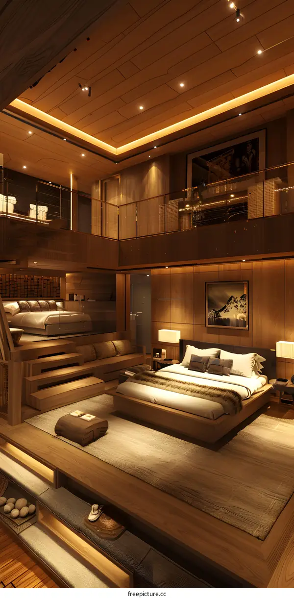 Bedroom in a luxury yacht