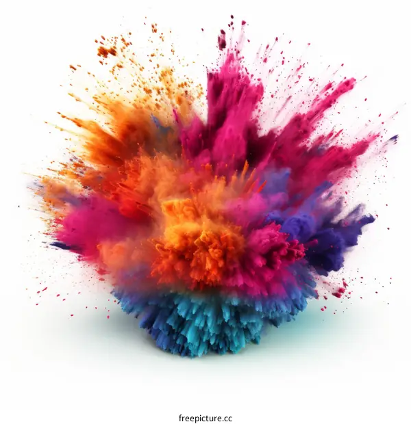 Colorful powder explosion on white background
