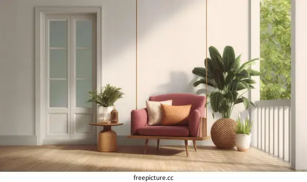 Elegant Porch Swing in a Light-Filled Room