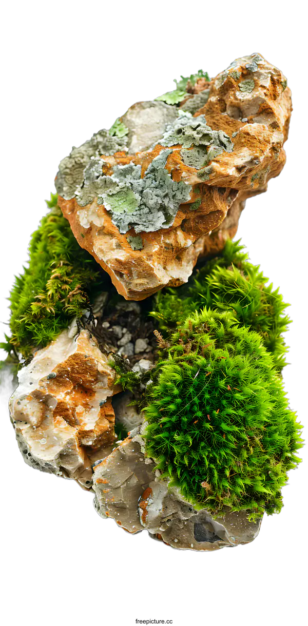 [Transparent Background PNG]Green Moss Growing On Rocks