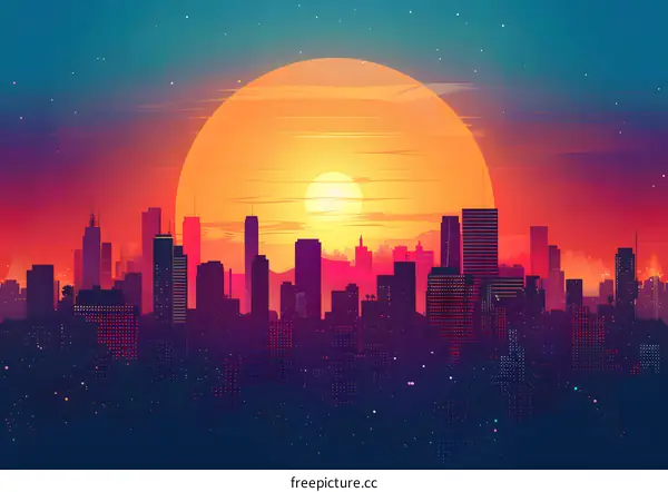 Cityscape in Retro Style