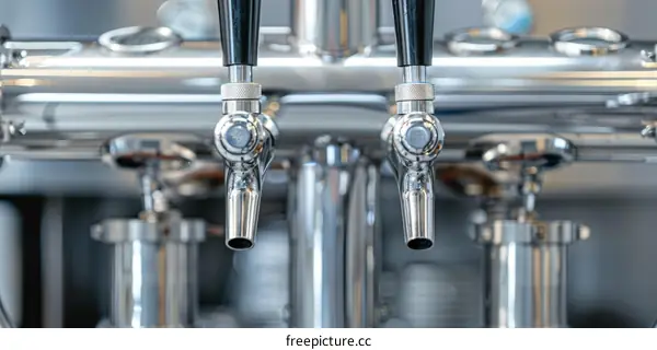 Two Beer Taps in a Bar or Restaurant