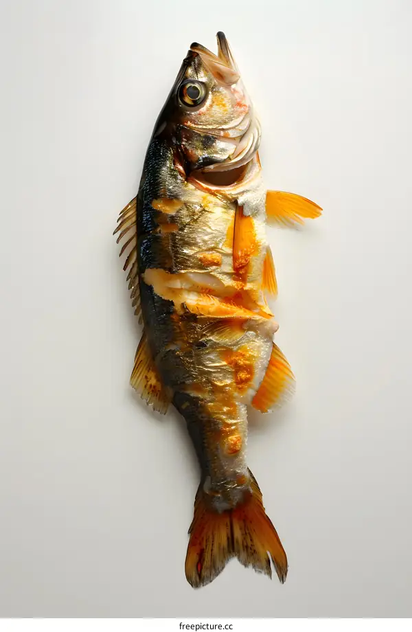 Grilled Fish on White Background