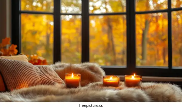 Autumn Cozy Candles by the Window