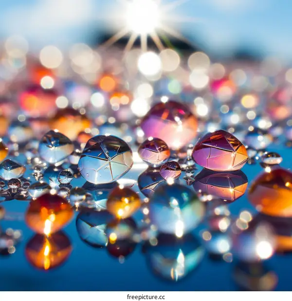 Colorful Glass Beads Reflecting the Sunlight
